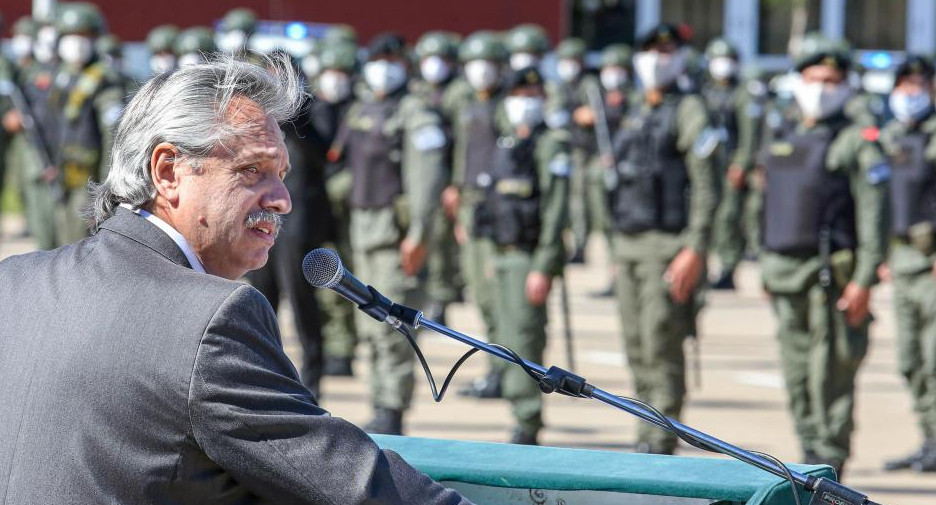 Alberto Fernández en escuela de gendarmería de La Matanza, NA