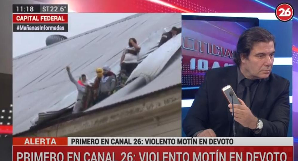 Motín en penal de Devoto, audio de preso, CANAL 26