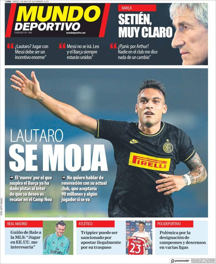 Tapas de diarios, Mundo Deportivo, sábado 2 de mayo de 2020