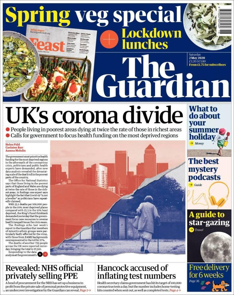 Tapas de diarios, The Guardian, sábado 2 de mayo de 2020