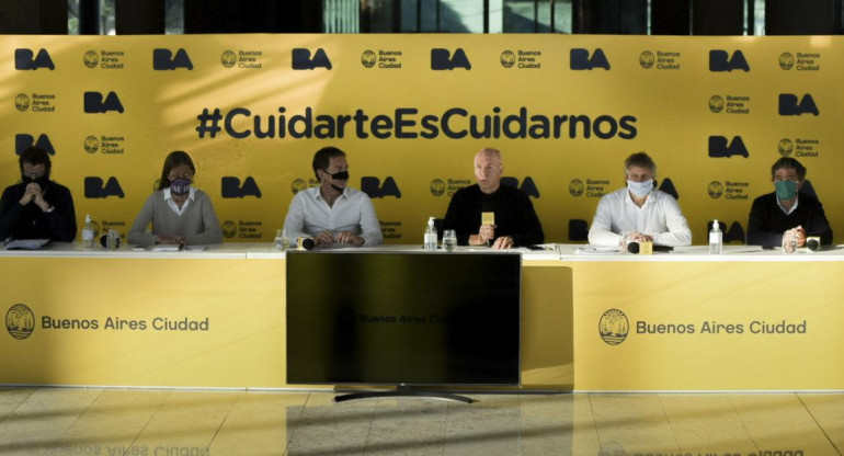 Anuncio de Horacio Rodríguez Larrera y su gabinete por cuarentena en la Ciudad, AGENCIA NA