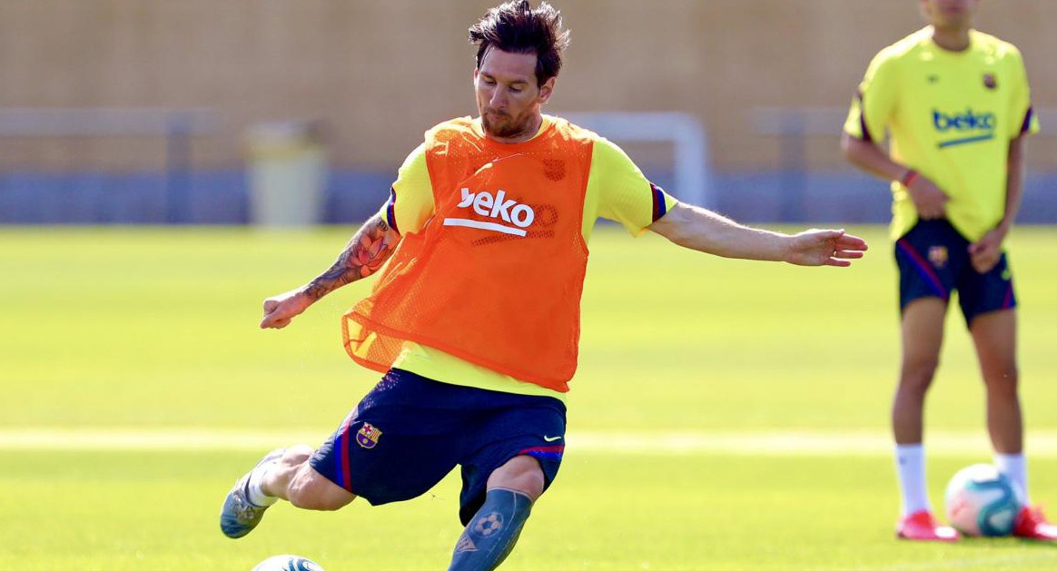 Lionel Messi en entrenamiento del Barcelona, AGENCIA NA