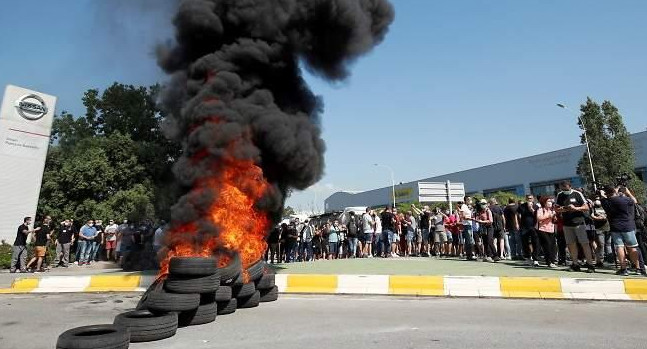 Protesta de trabajadores de Nissan, España, Reuters