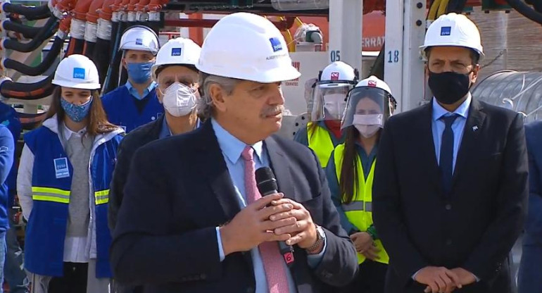 Alberto Fernández, inauguración de planta de AySA