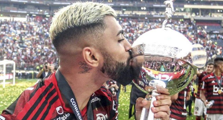 Gabriel Barbosa con la Copa Libertadores, AGENCIA NA