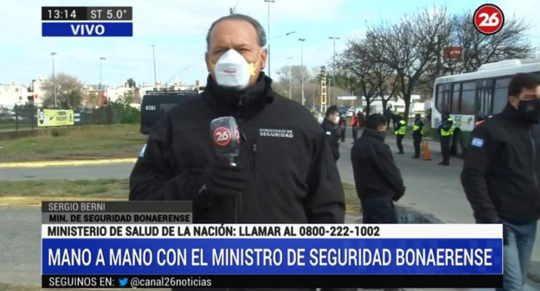 Berni en controles por cuarentena, Canal 26	