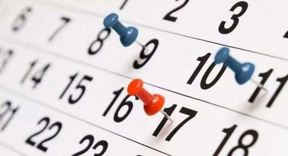 Feriados, días no laborables, calendario