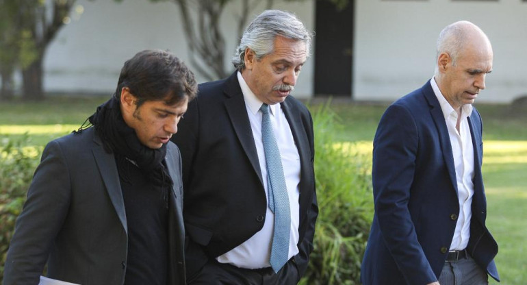 Axel Kicillof, Alberto Fernández, Horacio Rodríguez Larreta,quinta de Olivos, NA