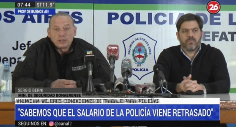 Conferencia de prensa de Berni por protesta de policías