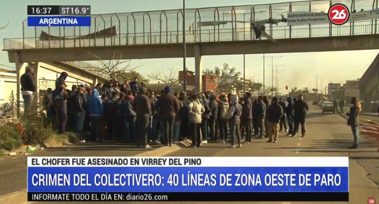 Colectivero asesinado en Virrey del Pino, cortaron Ruta 3, Canal 26