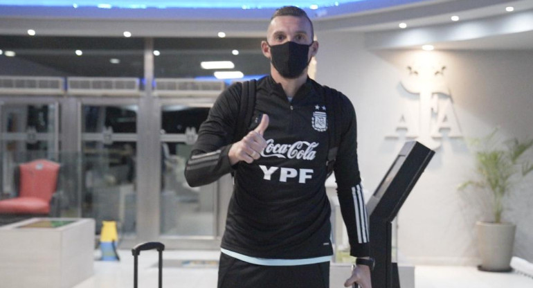 Selección argentina, Franco Armani llega al predio de Ezeiza de la AFA, NA