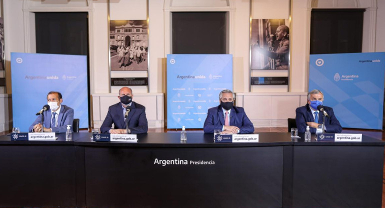 Alberto Fernandez, extensión de la cuarentena, pandemia del coronavirus, Casa Rosada, Omar Perotti (Santa Fe), Gerardo Morales (Jujuy) y Omar Guti?rrez (Neuquen), NA