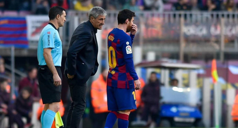 Messi y Setien en el Barcelona