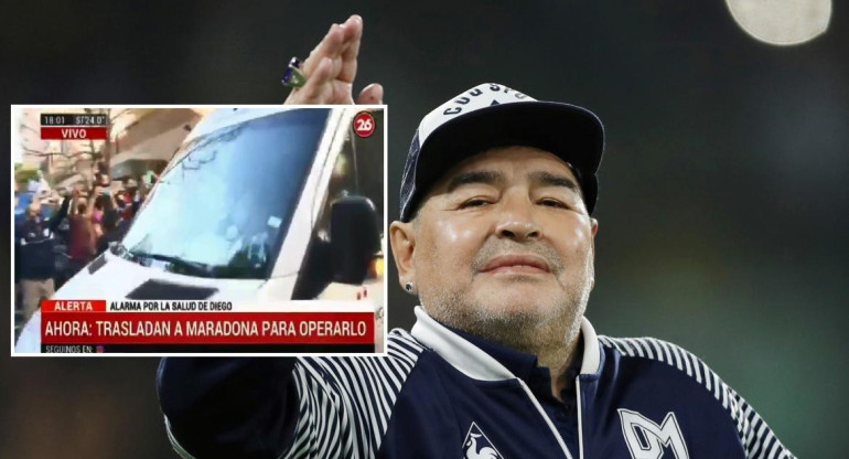 Diego Armando Maradona, REUTERS, traslado a clínica para operación, CANAL 26