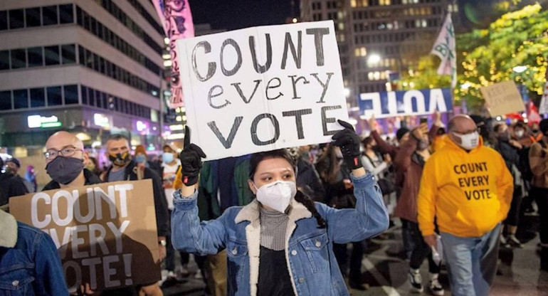 Manifestantes simpatizantes de Trump