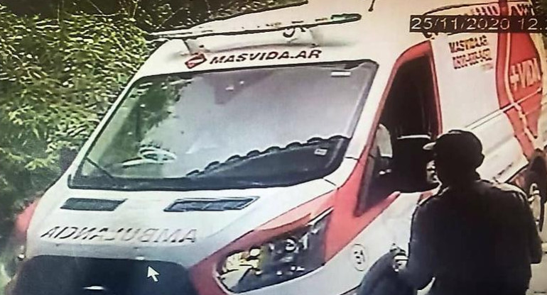 Ambulancia que trasladó a Diego Maradona, captura de pantalla