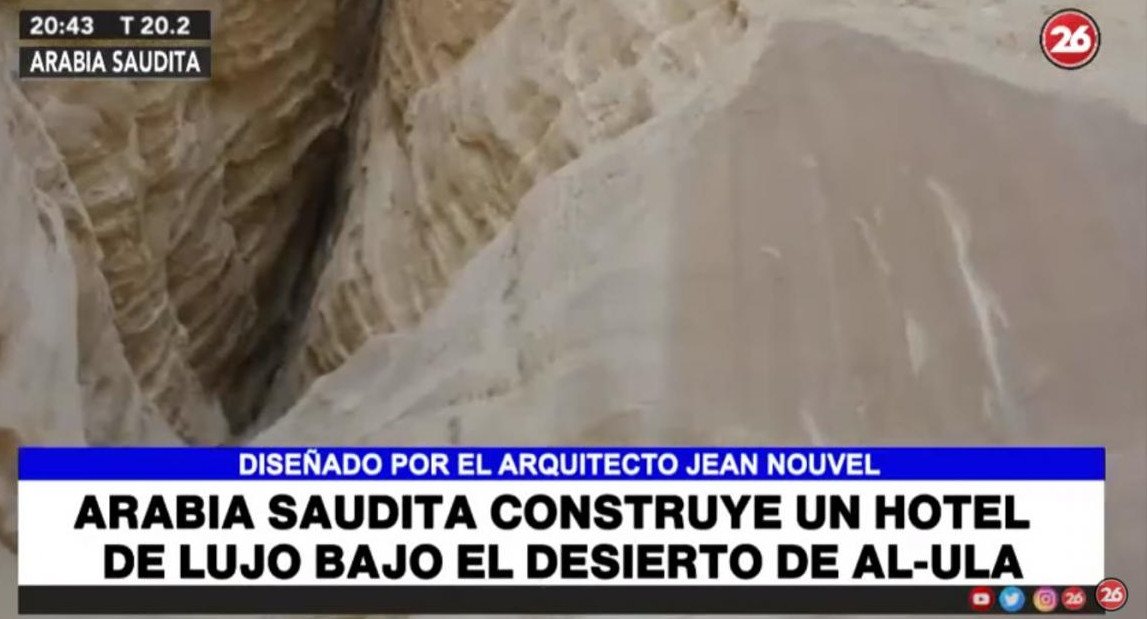 Arabia Saudita construye un hotel de lujo bajo el desierto, Canal 26