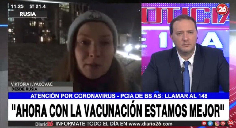 Entrevista a mujer rusa por vacunación masiva en Moscú