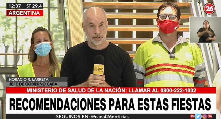 Horacio Rodríguez Larreta, conferencia por coronavirus, Fiestas, Canal 26 