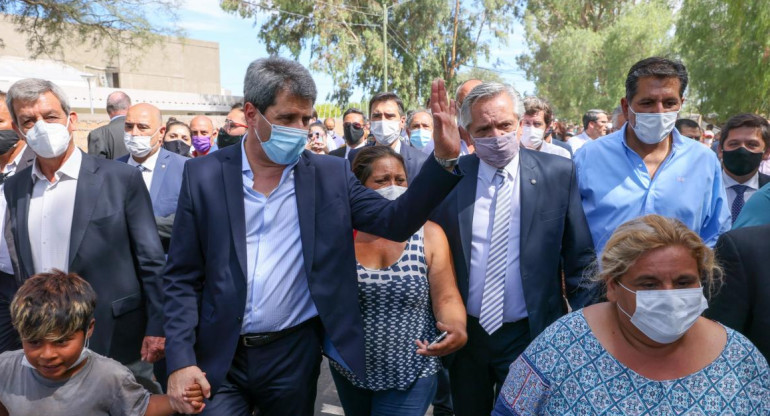 Alberto Fernández junto a Sergio Uñac en San Juan, AGENCIA NA