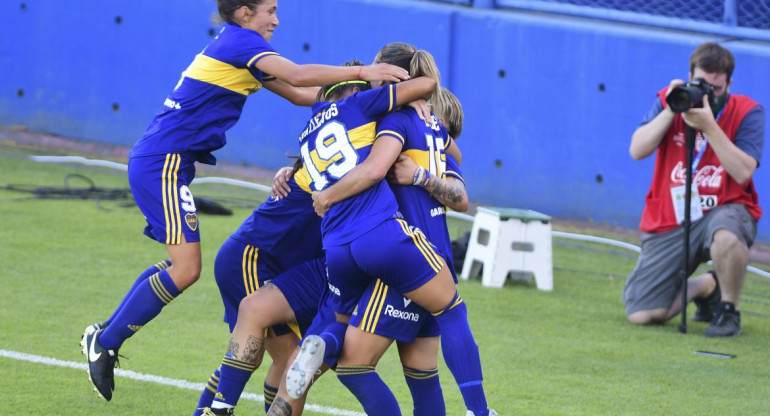 Festejo de Boca en la final de fútbol femenino ante River, AGENCIA NA