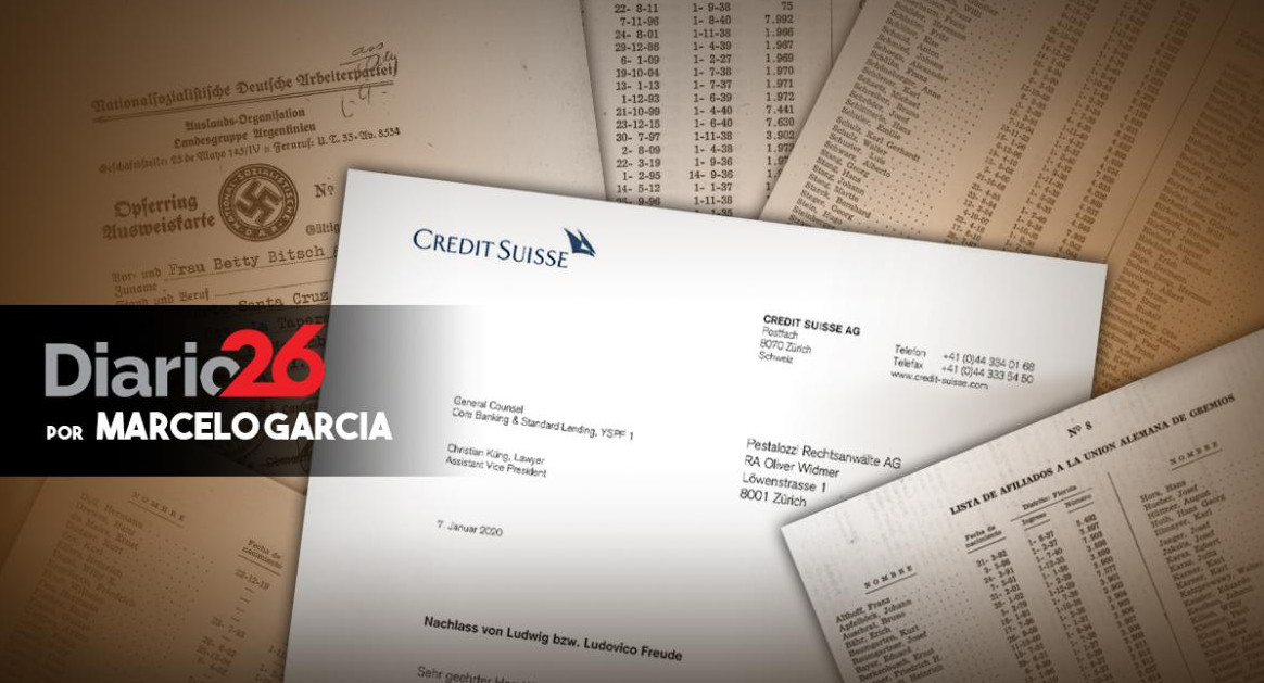 Ruta del dinero nazi, Credit Suisse, Schweitzerische Kreditanstalt, lavado de dinero entre Argentina y Suiza, Diario 26, Marcelo García