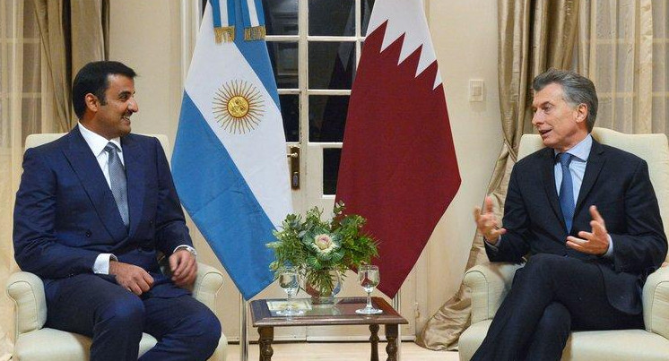 Mauricio Macri junto al emir de Qatar, Sheik Tamim Bin Hamad Al Thani