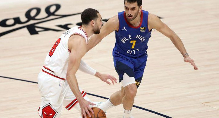 Facundo Campazzo en la victoria de Denver ante Chicago Bulls