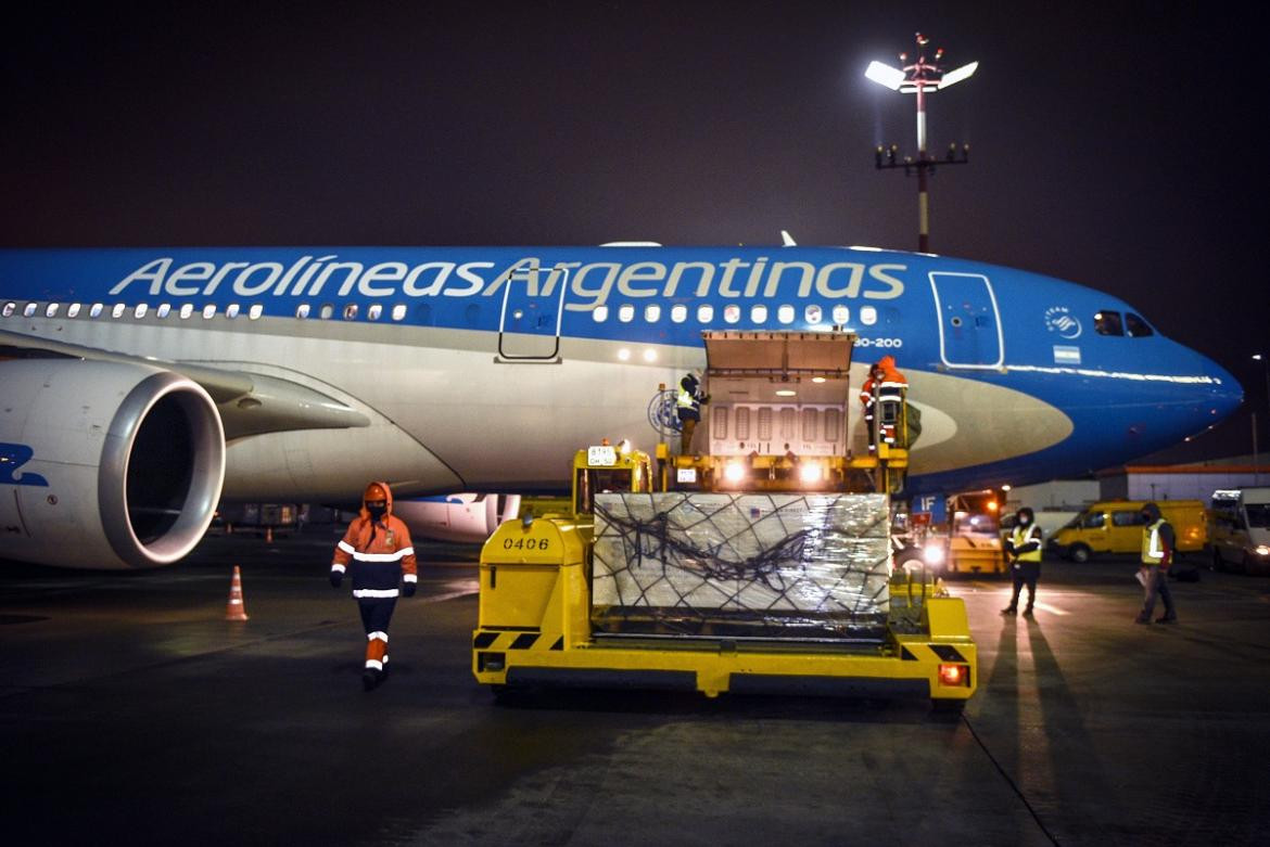 Vuelo de Aerolineas Argentinas rumbo a Moscu, NA.