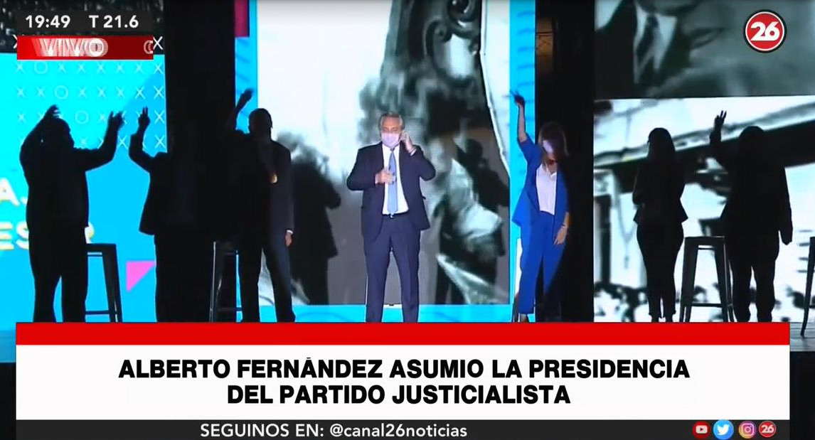 Alberto Fernández, presidencia del PJ, Canal 26	