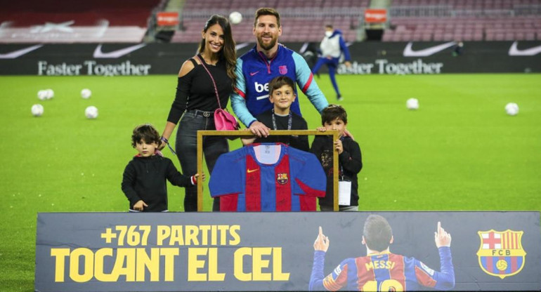 Messi homenajeado en Barcelona, NA.