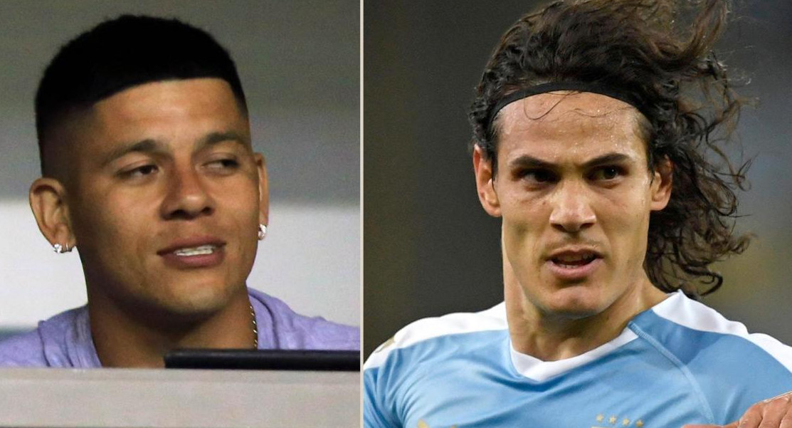 Marcos Rojo y Edinson Cavani, fútbol, fotos NA