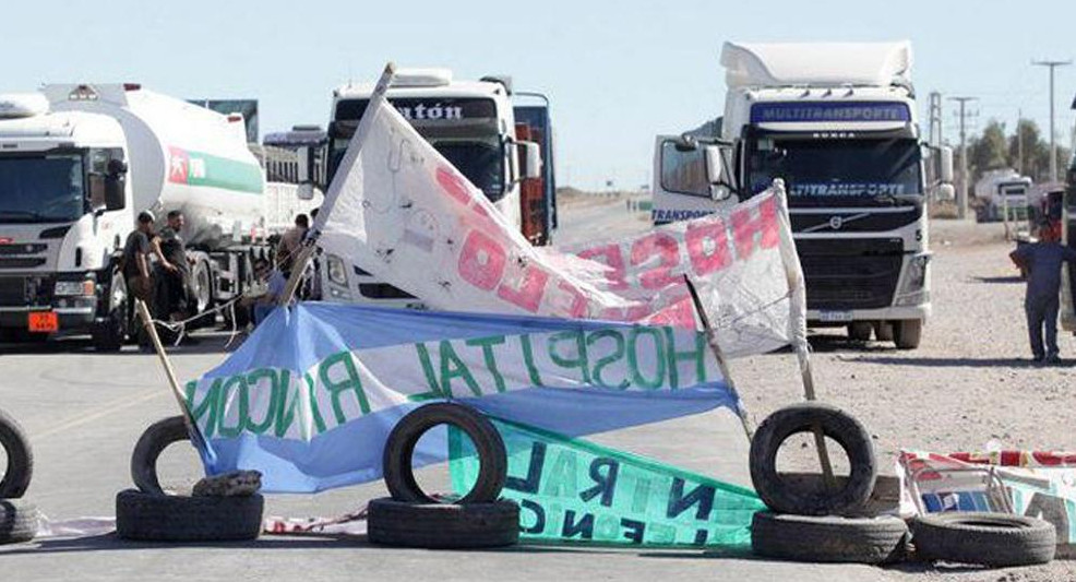 Protesta de trabajadores de la Salud, Vaca Muerta, Foto Los Andes