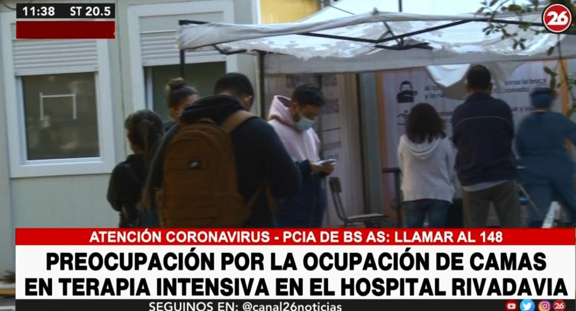 Preocupación por la ocupación de camas en terapia intensiva del hospital Rivadavia, Canal 26