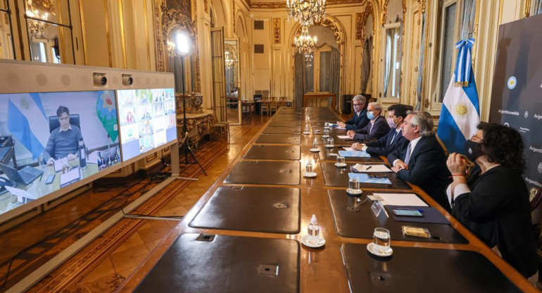 Reunión de Alberto Fernández con gobernadores, Prensa Presidencia