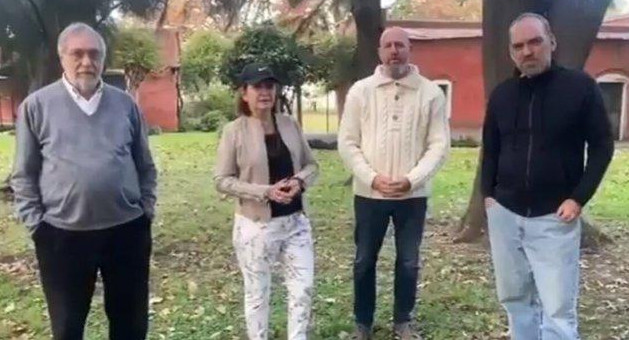 Patricia Bullrich, Waldo Wolff, Ricardo Bransoni y Fernando Iglesias, en la previa a la reunión de la mesa nacional de Juntos por el Cambio