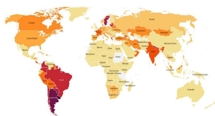 Mapa de The New York Times sobre el coronavirus