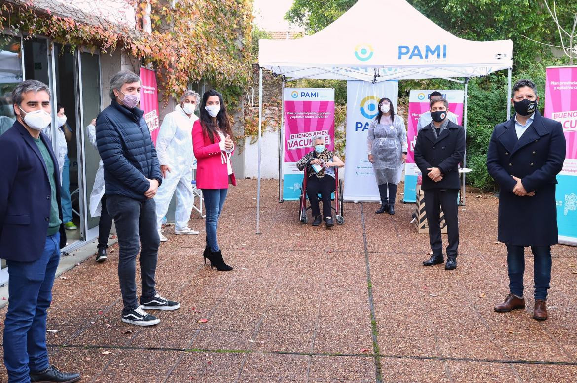 Máximo Kirchner junto a Axel Kicillof y Gustavo Menéndez