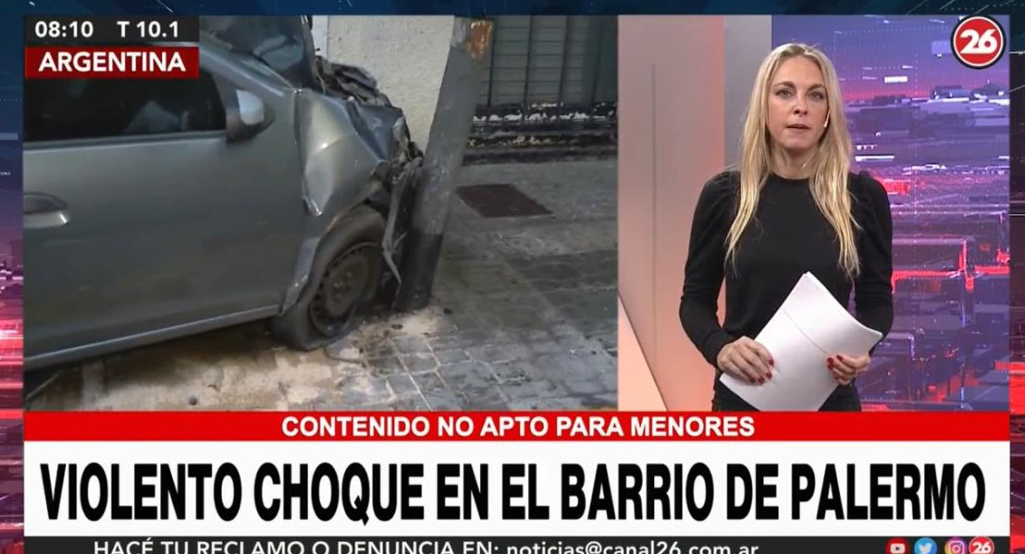 VIolento choque en Palermo, Canal 26