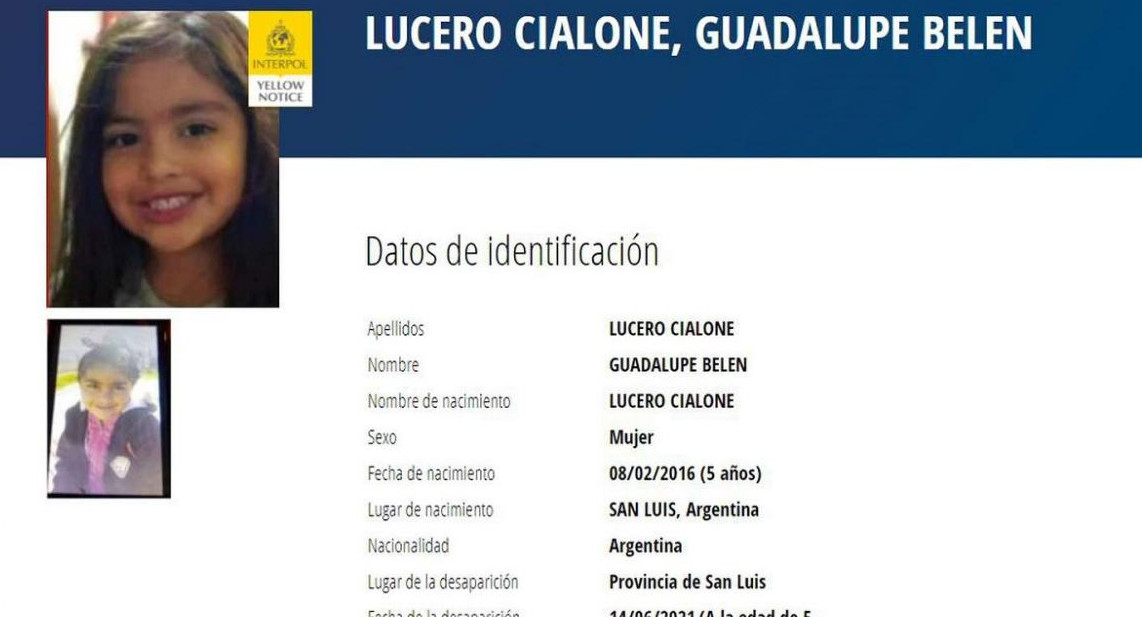 Interpol emitió una alerta amarilla por Guadalupe Lucero