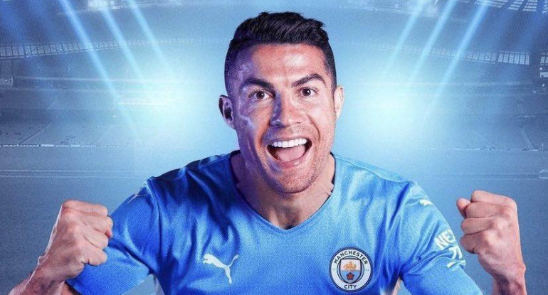 Cristiano Ronaldo con la camiseta del Manchester City