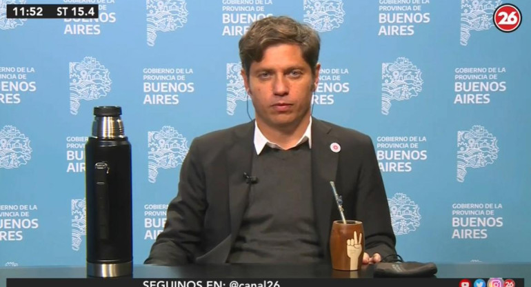 Axel Kicillof, gobernador de la provincia de Buenos Aires, Canal 26