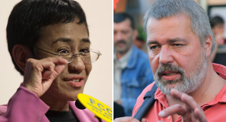 Maria Ressa y ruso Dmitry Muratov, EFE