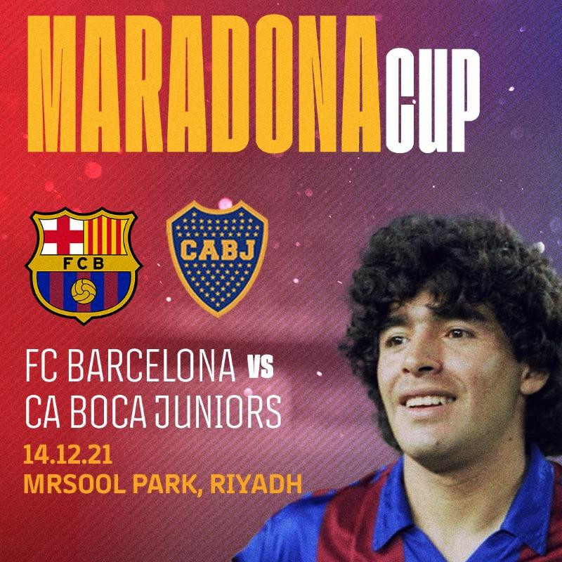 Partido amistoso entre Boca y Barcelona en homenaje a Maradona