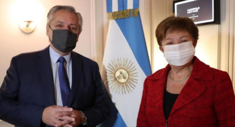 Alberto Fernández y Kristalina Georgieva en Roma. FMI. foto NA