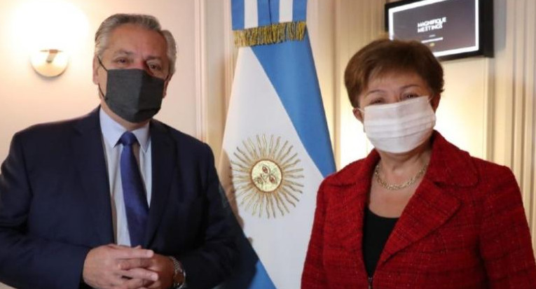 Alberto Fernández y Kristalina Georgieva en Roma. FMI. foto NA