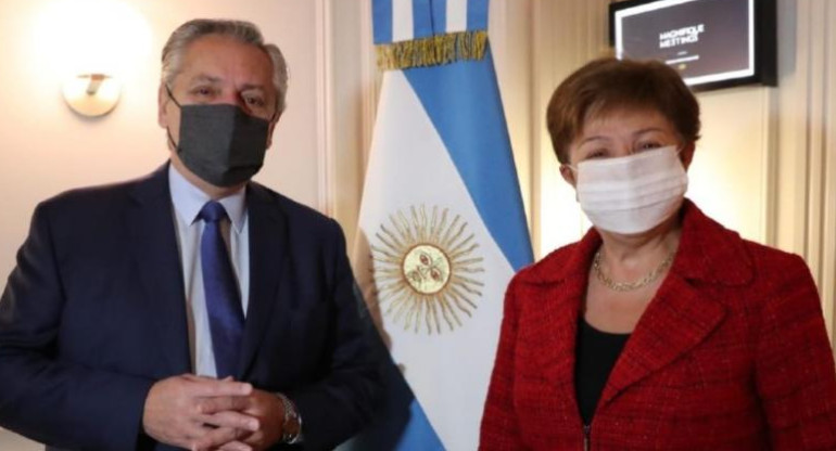 Alberto Fernández y Kristalina Georgieva en Roma. FMI. foto NA