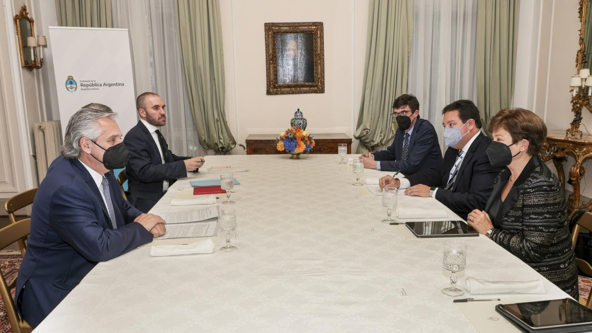 Alberto Fernández y Kristalina Georgieva en Roma. FMI. foto NA