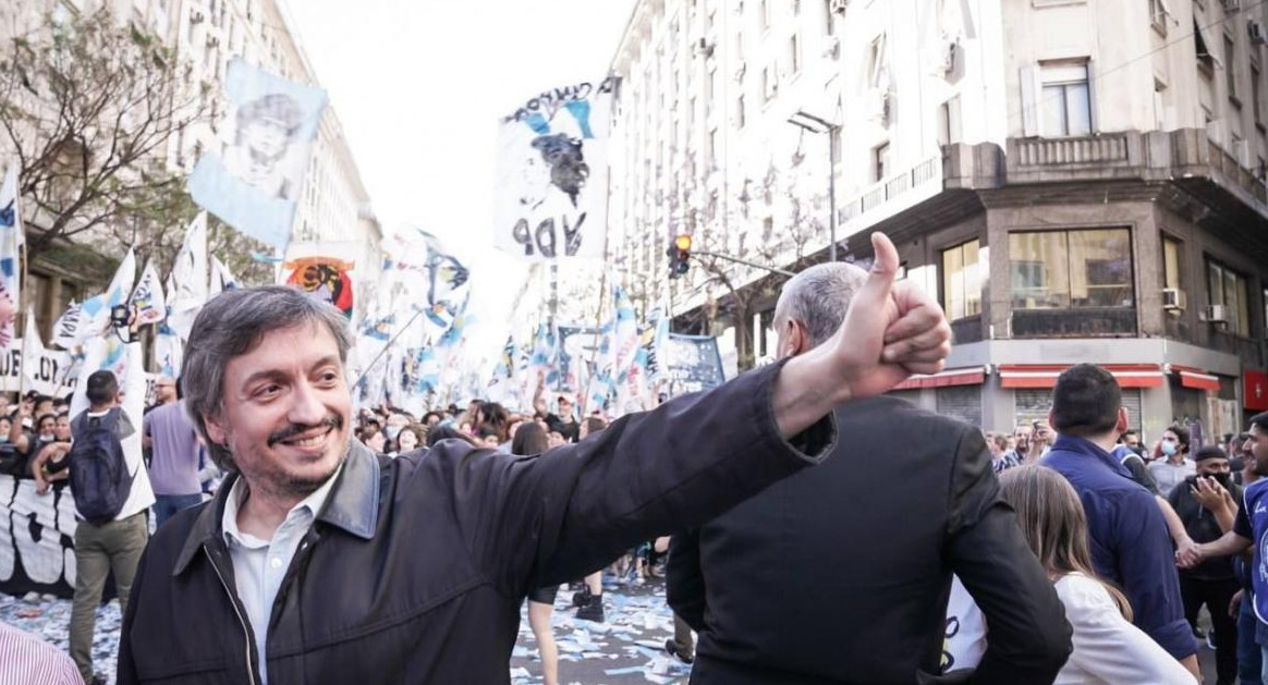 Máximo Kirchner durante el acto por el Día de la Militancia.