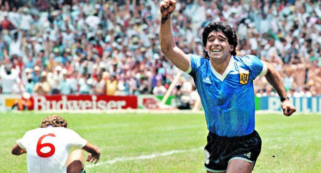 Maradona festeja el gol a Inglaterra, México 86.